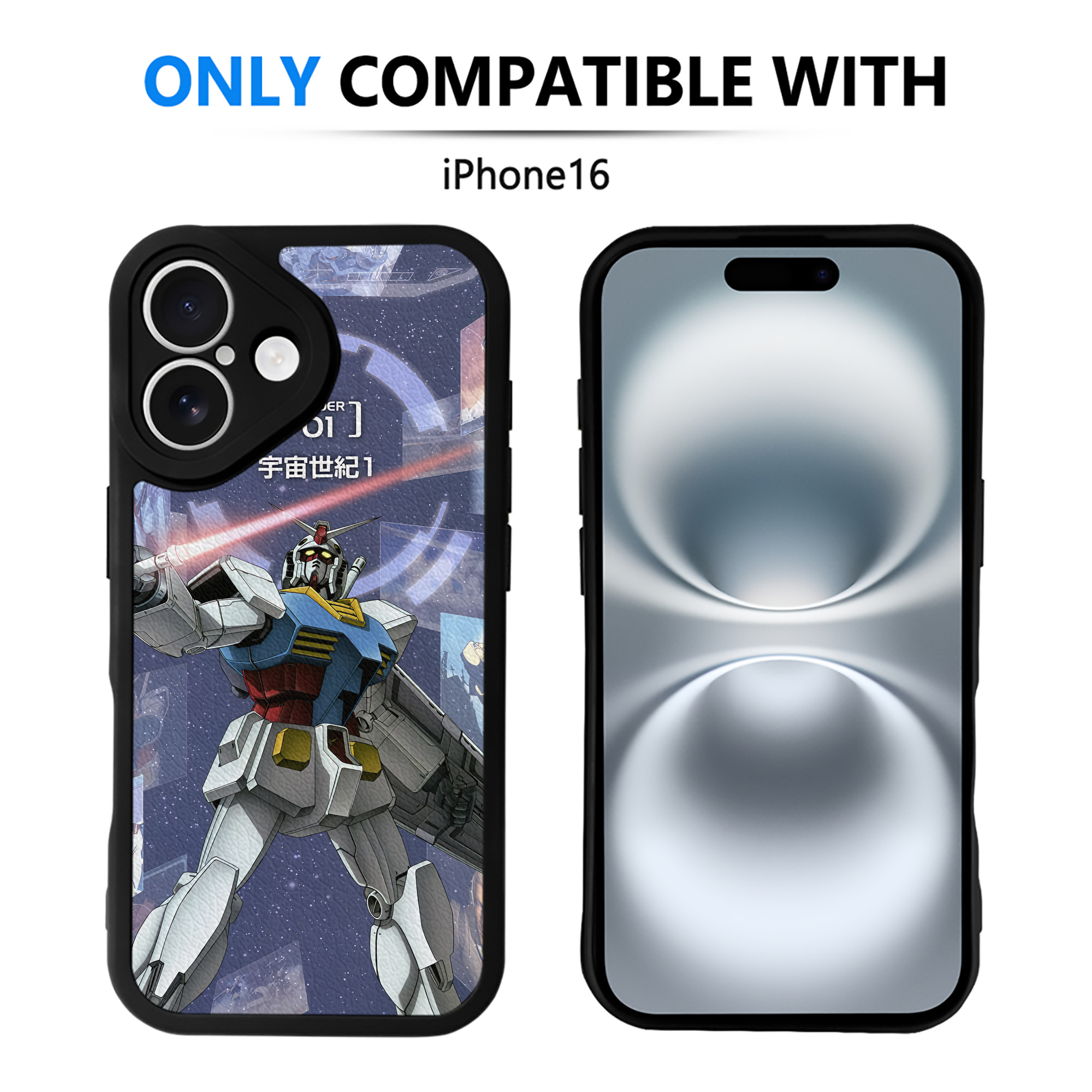 （画像用） 機動戦士ガンダム Mobile Suit Gundam 【iPhone 16シリーズ対応】シリコンスマホケース（レザー調） 材質：シリコン